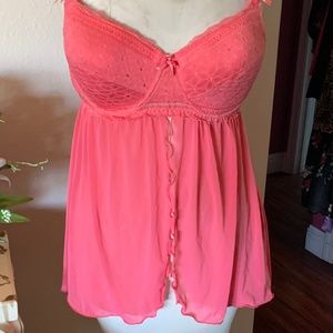 Hot pink chemise with built-in bra